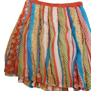 Lulumar Skirt Rainbow Chiffon Striped Knee Length Colorful Boho A-line